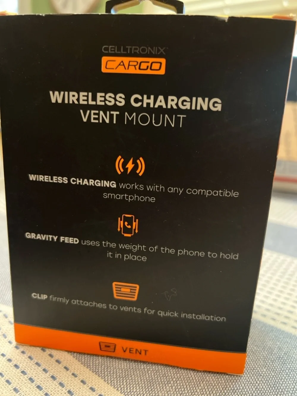Wireless Charging Vent Cell Phone Mount - Black